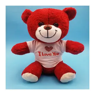 Kırmızı I Love You Tişörtlü Peluş Ayıcık