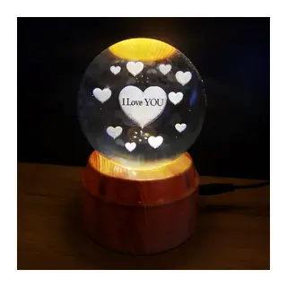 Kalpli I Love You Tasarımlı Dönen Cam Küre