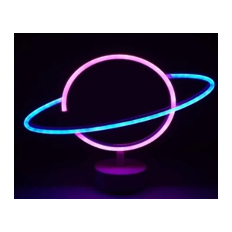 Neon Işıklı Satürn Lamba
