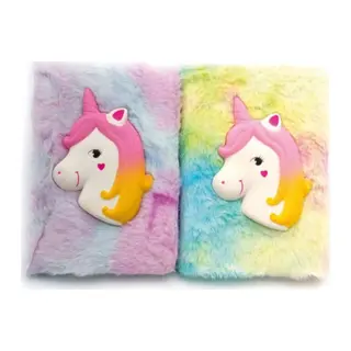 Kabartmalı Unicorn Tasarımlı Peluş Hatıra Defteri