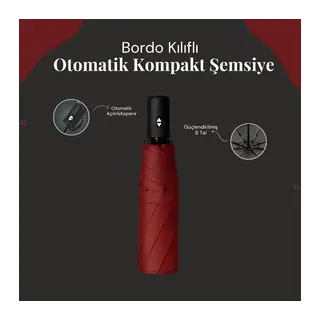 Bordo Kılıflı Otomatik Kompakt Şemsiye