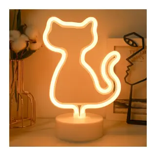 Neon Işıklı Kedi Tasarımlı Lamba