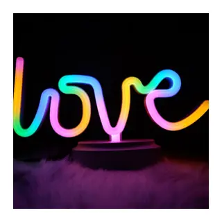 Neon Işıklı Love Yazılı Masa Gece Lambası
