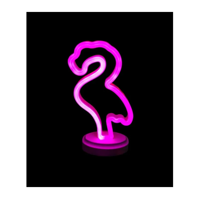 Neon Işıklı Flamingo Yazılı Masa Gece Lambası