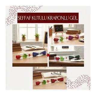 Şeffaf Kutulu Kraponlu Gül - Öğretmenler Günü Hediyesi