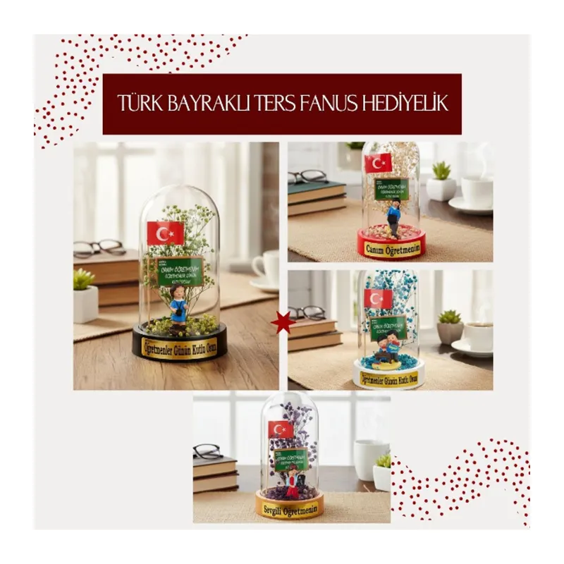 Türk Bayraklı Ters Fanus - Öğretmenler Günü Hediyesi