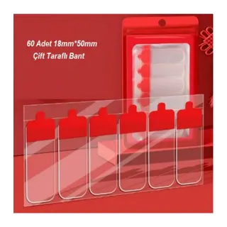 60 Parça Kolay Açılır Güçlü Çift Taraflı Bant 18mmx50mm