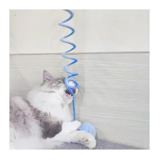 Yaylı Asılabilir Peluş Kedi Oyuncağı - Elastik - Ponponlu Olta