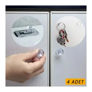 4 Adet Kristal Tasarımlı Çok Amaçlı Yapışkanlı Tutacak Buton