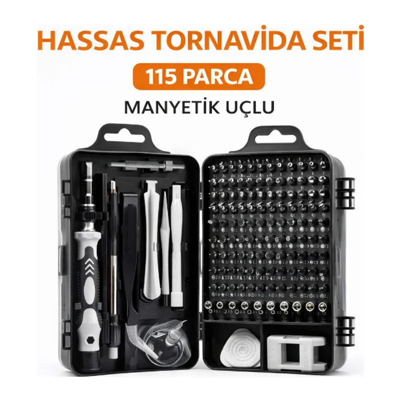 115 Parça Manyetik Uçlu Hassas Tornavida Seti
