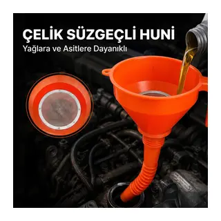 Çelik Süzgeçli Huni - Spiralli ve Sabit Borulu - 2.2 Litre Kapasite