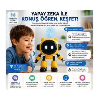 Yapay Zeka Robot Oyuncak - Konuşan Robot - Wi-Fi Uygulamalı - Çocuklar İçin Eğitici Oyuncak