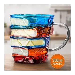 Kitap Tasarımlı Kupa Bardak - 350 ml Kapasite - El Çizimi Özel Tasarım - Dayanıklı Cam