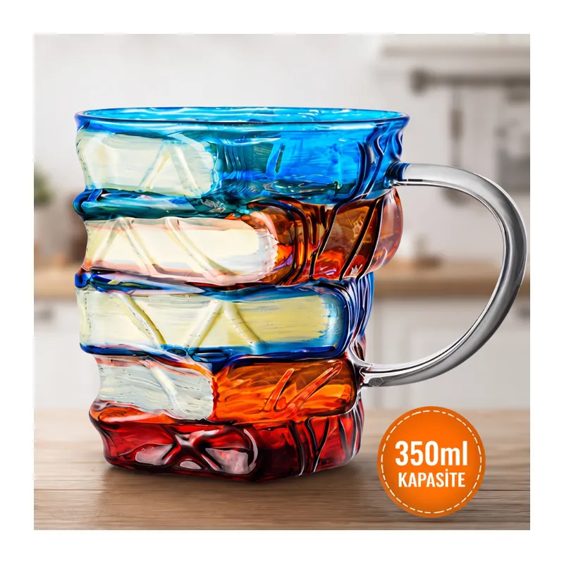 Kitap Tasarımlı Kupa Bardak - 350 ml Kapasite - El Çizimi Özel Tasarım - Dayanıklı Cam