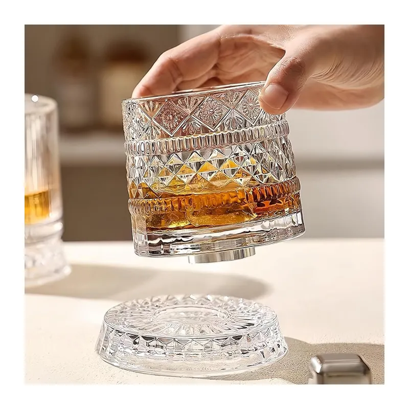 360 Derece Dönen Bardak - 280 ml - Kristal Cam