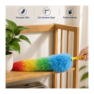 Toz Alma Fırçası - Renkli - Peluş Püsküllü - Pratik