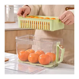 Buzdolabı Saklama Kabı - Süzgeçli Organizer - Vakum Mühürlü Kapak