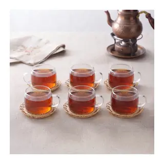 12 Parça El Yapımı Bambu Çay Seti - El Yapımı Bambu Bardak Altlığı - 6 Kişilik Fincan Takımı