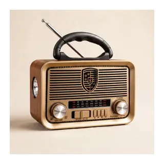 Solar Panelli LED Fenerli FM Radyo - Nostaljik Tasarım - Şarjlı - Bluetooth Özellikli
