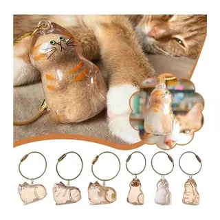 Kedi Şeffaf Anı Anahtarlığı - Kedi Figürlü - Karışık Model
