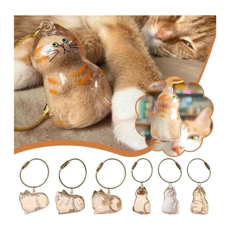 Kedi Şeffaf Anı Anahtarlığı - Kedi Figürlü - Karışık Model