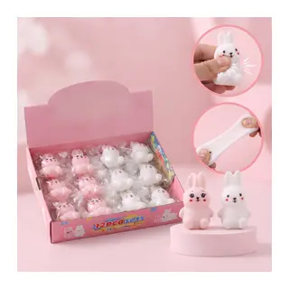 Tavşan Tasarımlı Squishy - 12'li Paket - Karışık Renk - Yumuşak Oyuncak