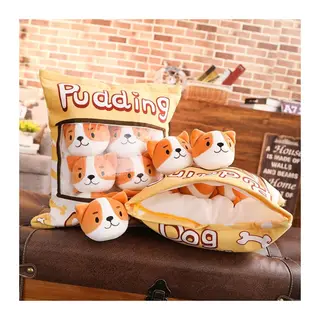 Pudding Peluş Yastık - 8 Mini Peluş - Oyuncaklı Yastık