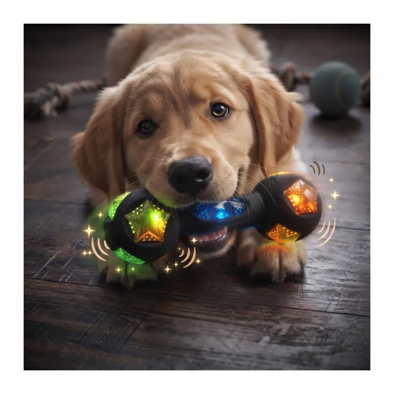 Kemik Tasarımlı Köpek Isırma Oyuncağı - Sesli - Işıklı