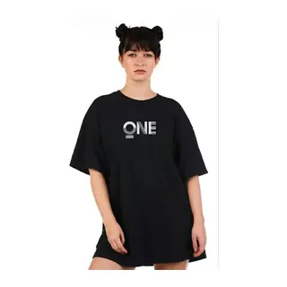Unisex Baskılı Oversize T-Shirt - Siyah