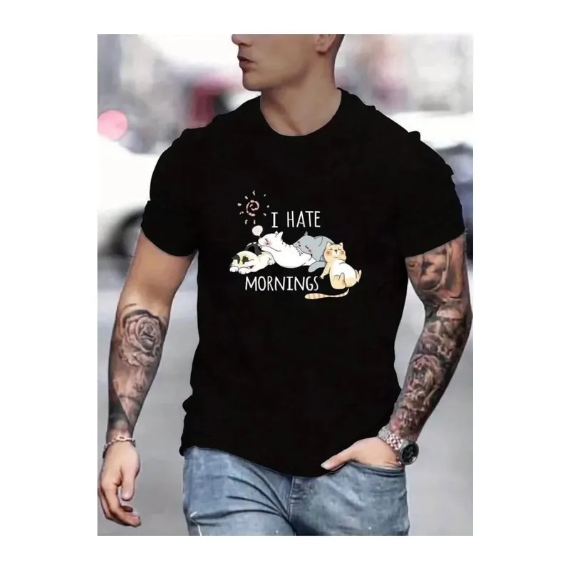 Unisex Baskılı Oversize T-Shirt - Siyah