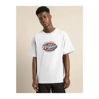 Unisex Baskılı Oversize T-Shirt - Beyaz