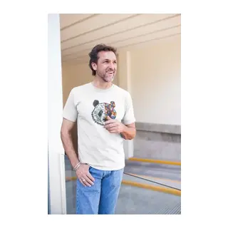 Erkek Bisiklet Yaka Baskılı Oversize T-Shirt - Beyaz