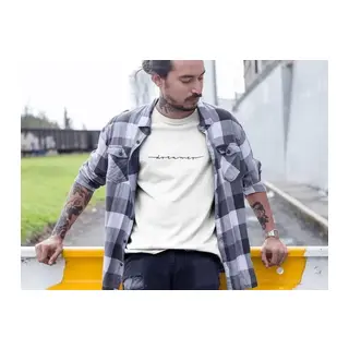 Erkek Bisiklet Yaka Baskılı Oversize T-Shirt - Beyaz