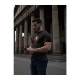 Unisex Bisiklet Yaka Baskılı Oversize T-Shirt - Siyah