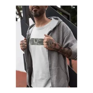 Unisex Bisiklet Yaka Baskılı Oversize T-Shirt - Beyaz