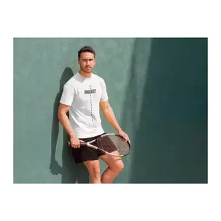 Unisex Bisiklet Yaka Baskılı Oversize T-Shirt - Beyaz