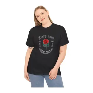 Unisex Bisiklet Yaka Baskılı T-Shirt - Siyah