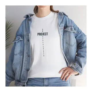 Unisex Bisiklet Yaka Baskılı T-Shirt - Beyaz
