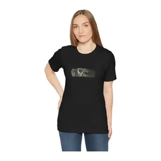 Unisex Bisiklet Yaka Baskılı T-Shirt - Siyah
