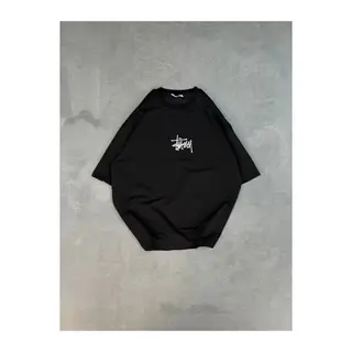 Unisex Bisiklet Yaka Baskılı Oversize T-Shirt - Siyah