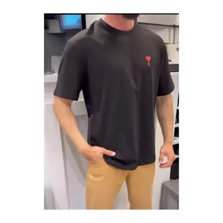 Unisex Bisiklet Yaka Baskılı Oversize T-Shirt - Siyah