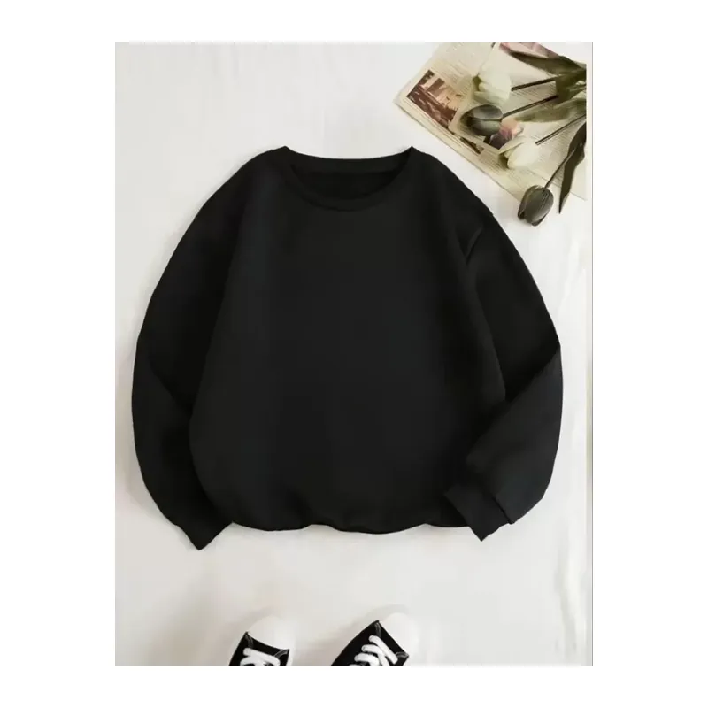 Üç İplik Biskilet Yaka Basic SweatShirt - Siyah