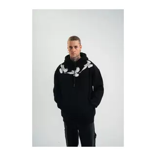 Unisex Uzun Kol Bisiklet Yaka Yıkamalı SweatShirt - Siyah