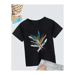 Kız Çocuk Baskılı T-Shirt- Siyah