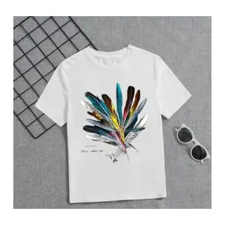 Kız Çocuk Baskılı T-Shirt - Beyaz