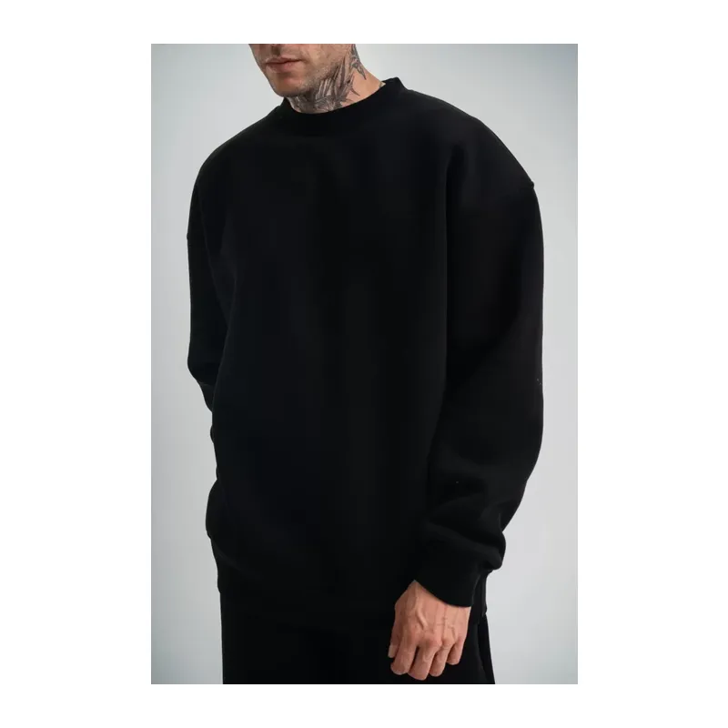 Uzun Kol Bisiklet Yaka Basic SweatShirt - Siyah
