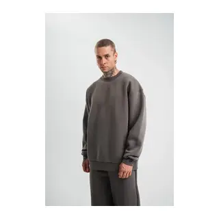 Uzun Kol Bisiklet Yaka Basic SweatShirt - Füme