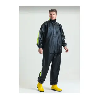 Unisex Tam Kalıp Motorcu Kurye Su Gecirmez Yağmurluk Takım - Siyah