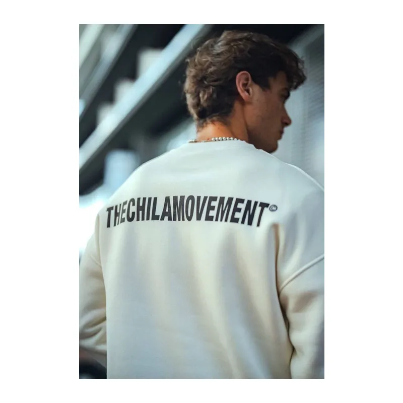 Kışlık Bisiklet Yaka Oversize Baskılı SweatShirt - Beyaz