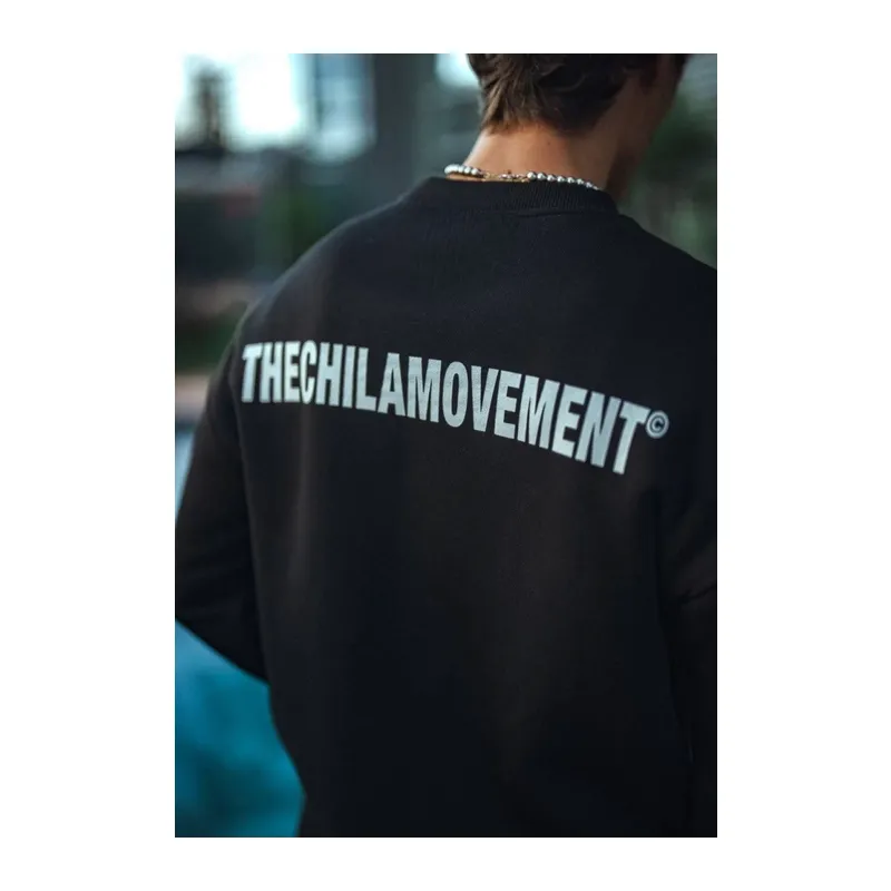 Kışlık Bisiklet Yaka Oversize Baskılı SweatShirt - Siyah